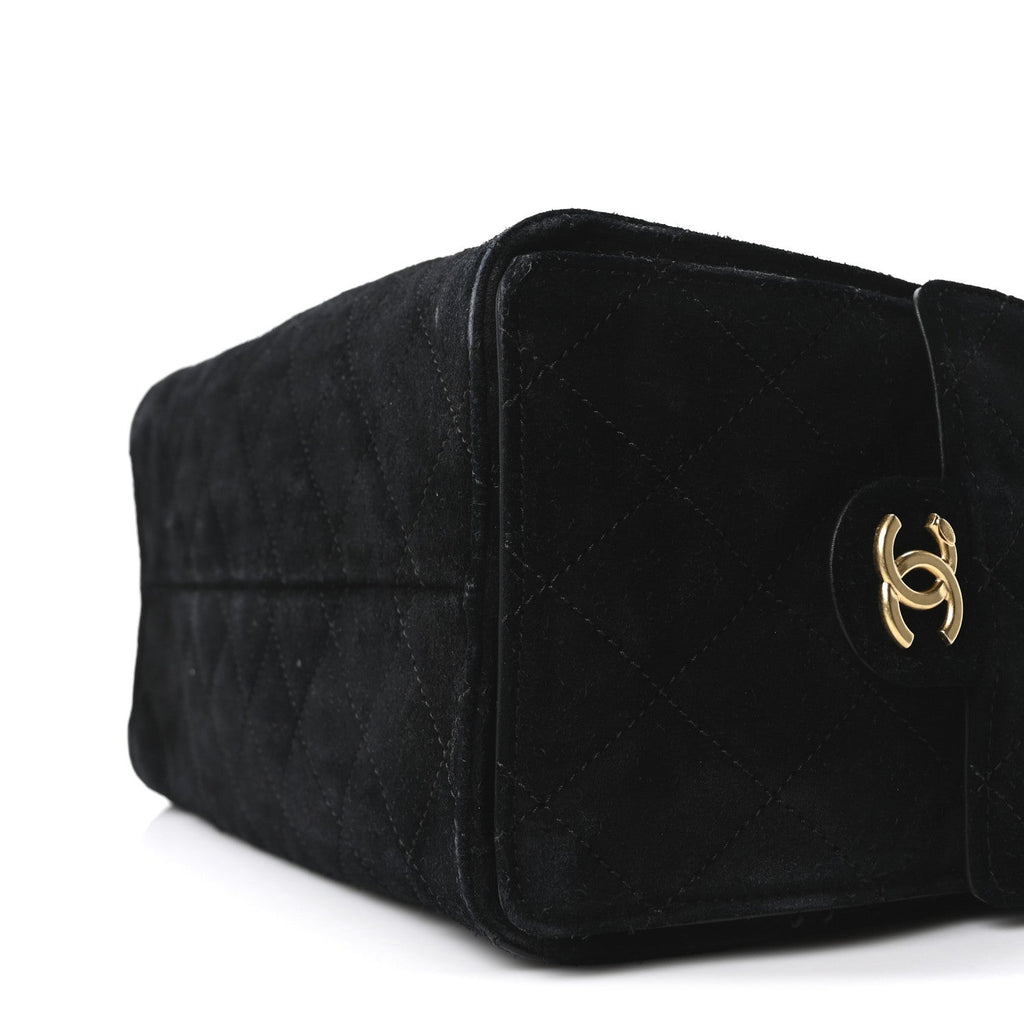 Chanel Suede Quilted Small Chanel 25 Handbag Black