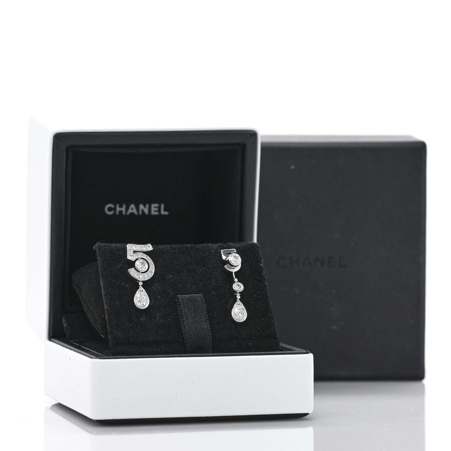 18K White Gold Diamond No 5 Transformable Earrings