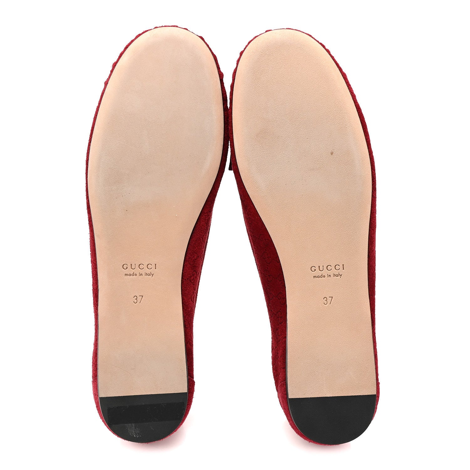 Gucci Suede Micro GG Horsebit Womens Kensington Moccasin Loafers 37 Rosso Ancora
