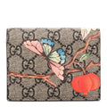 Gucci GG Supreme Monogram Tian Card Case Beige Multicolor Red