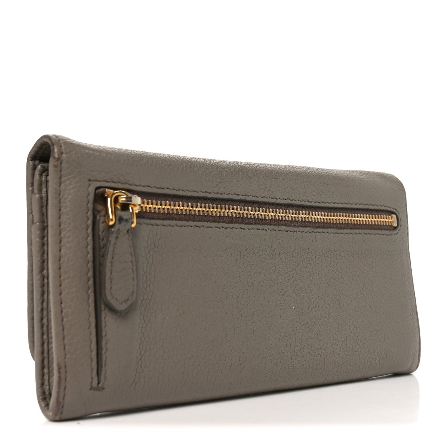 Prada Vitello Daino Metal Continental Flap Wallet Argilla