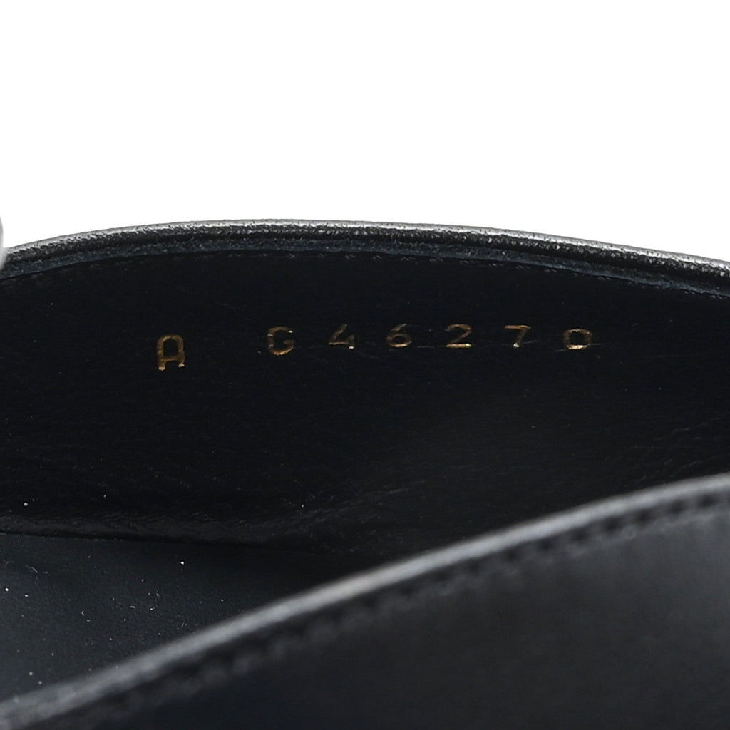Lambskin Patent Cap Toe Crystal Enamel CC Mary Jane Slingback Flats 39.5 Black
