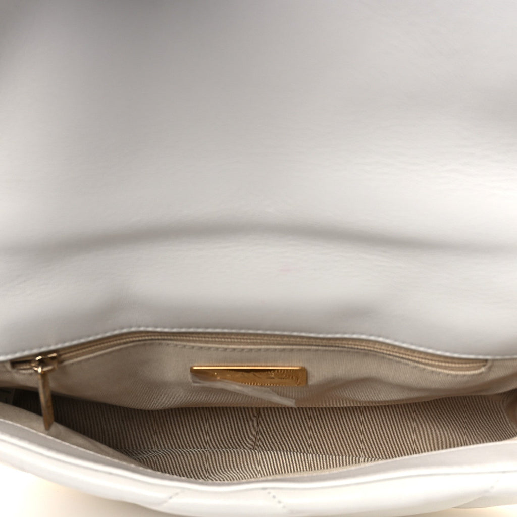 Chanel Goatskin Quilted Medium Chanel 19 Flap White