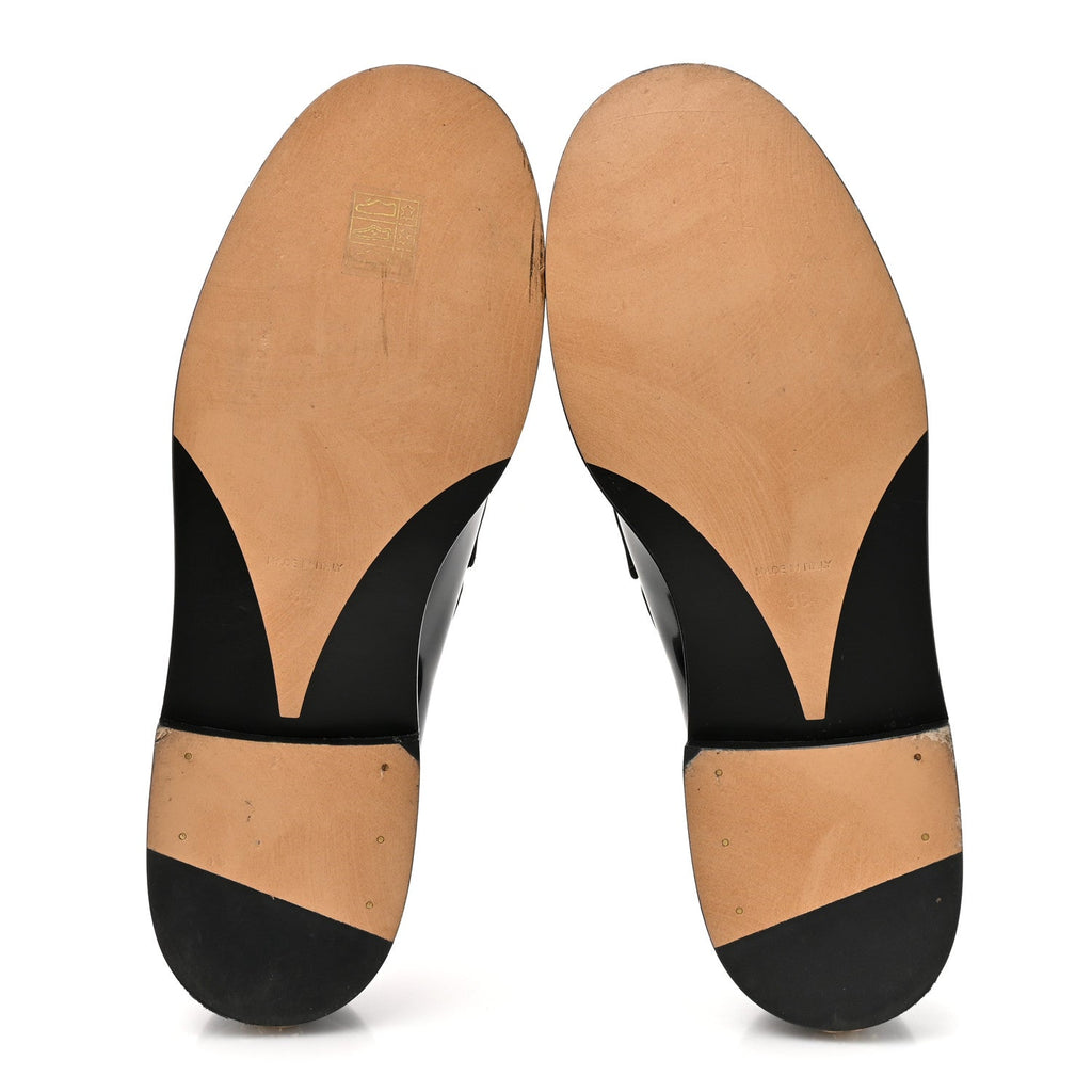 Chanel Shiny Calfskin Logo Loafers 39 Black