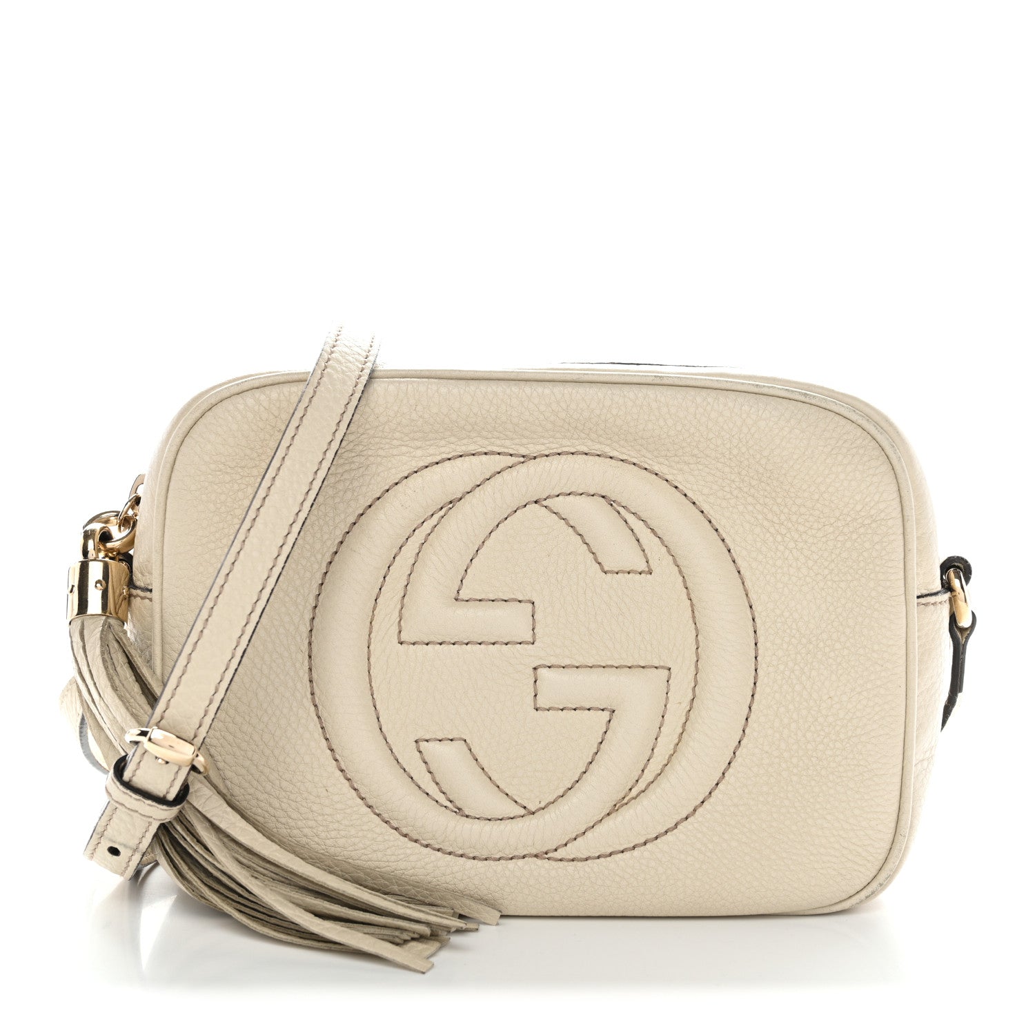 Gucci Pebbled Calfskin Small Soho Disco Bag Off White