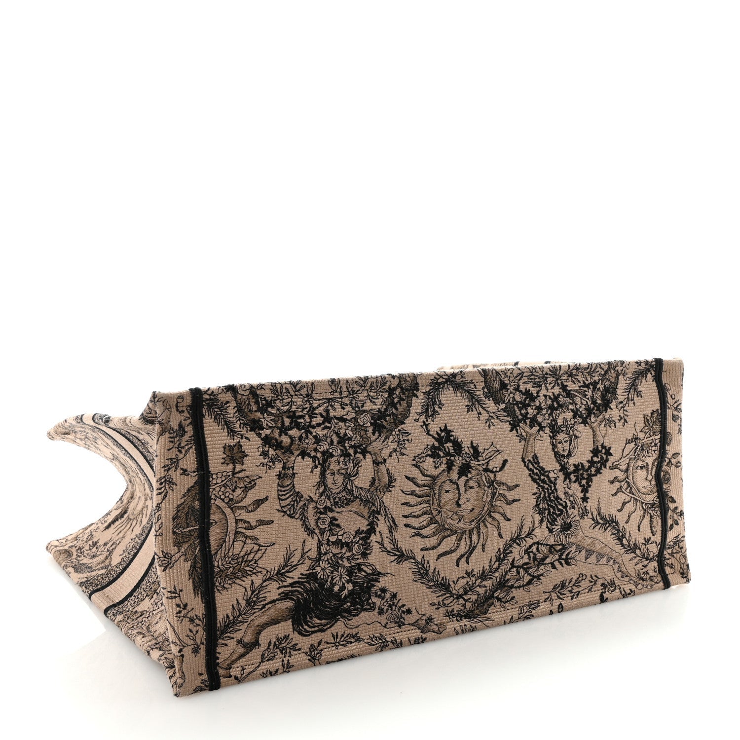 Christian Dior Canvas Embroidered Large Toile de Jouy Soleil Book Tote Beige