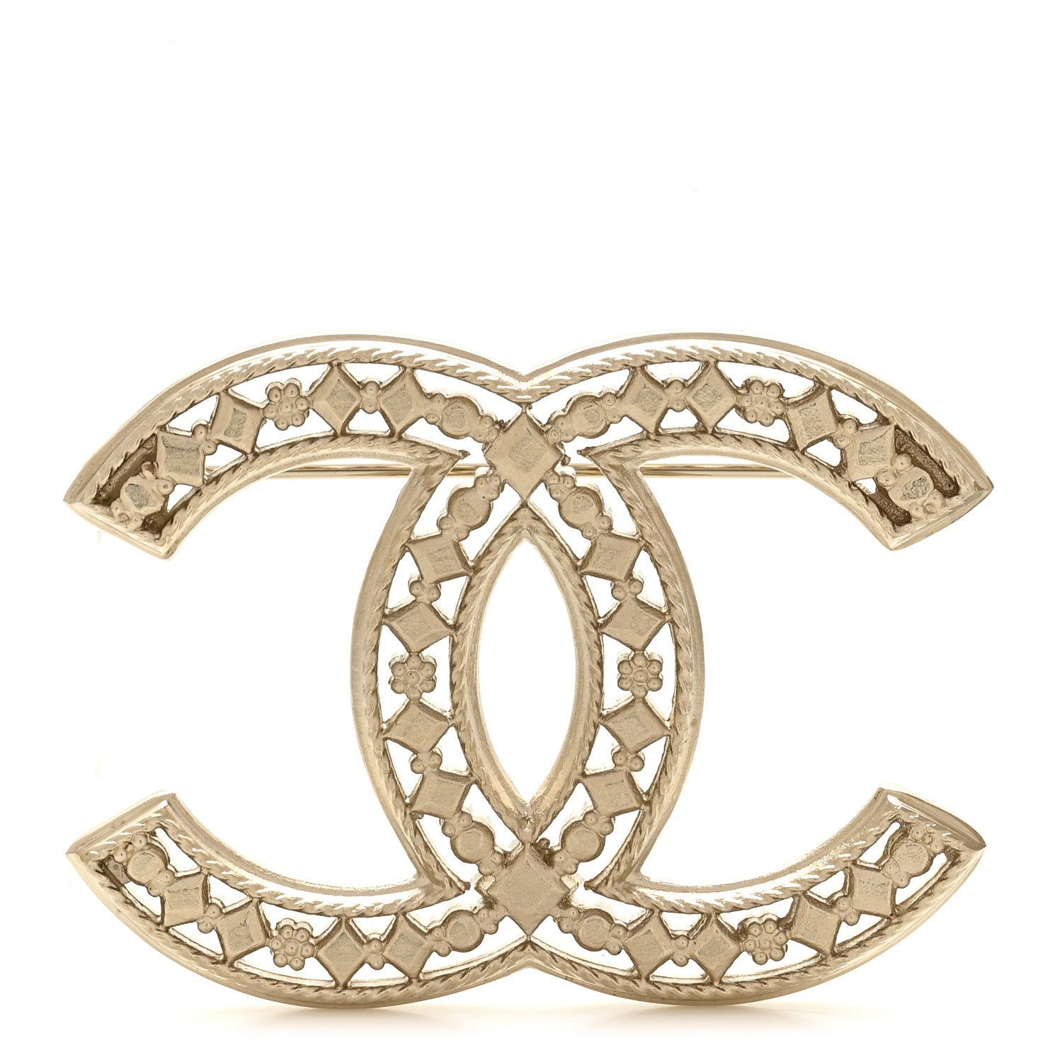 Metal CC Brooch Gold