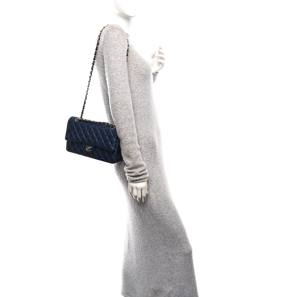 Chanel Lambskin Quilted Medium Double Flap Navy