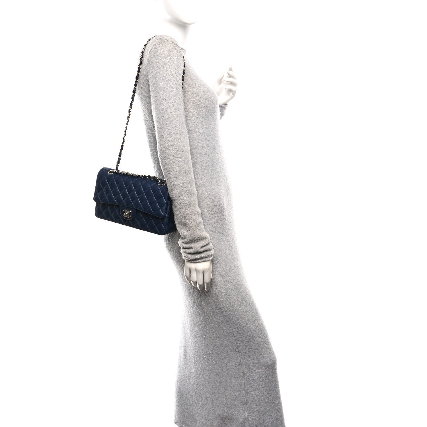Chanel Lambskin Quilted Medium Double Flap Navy