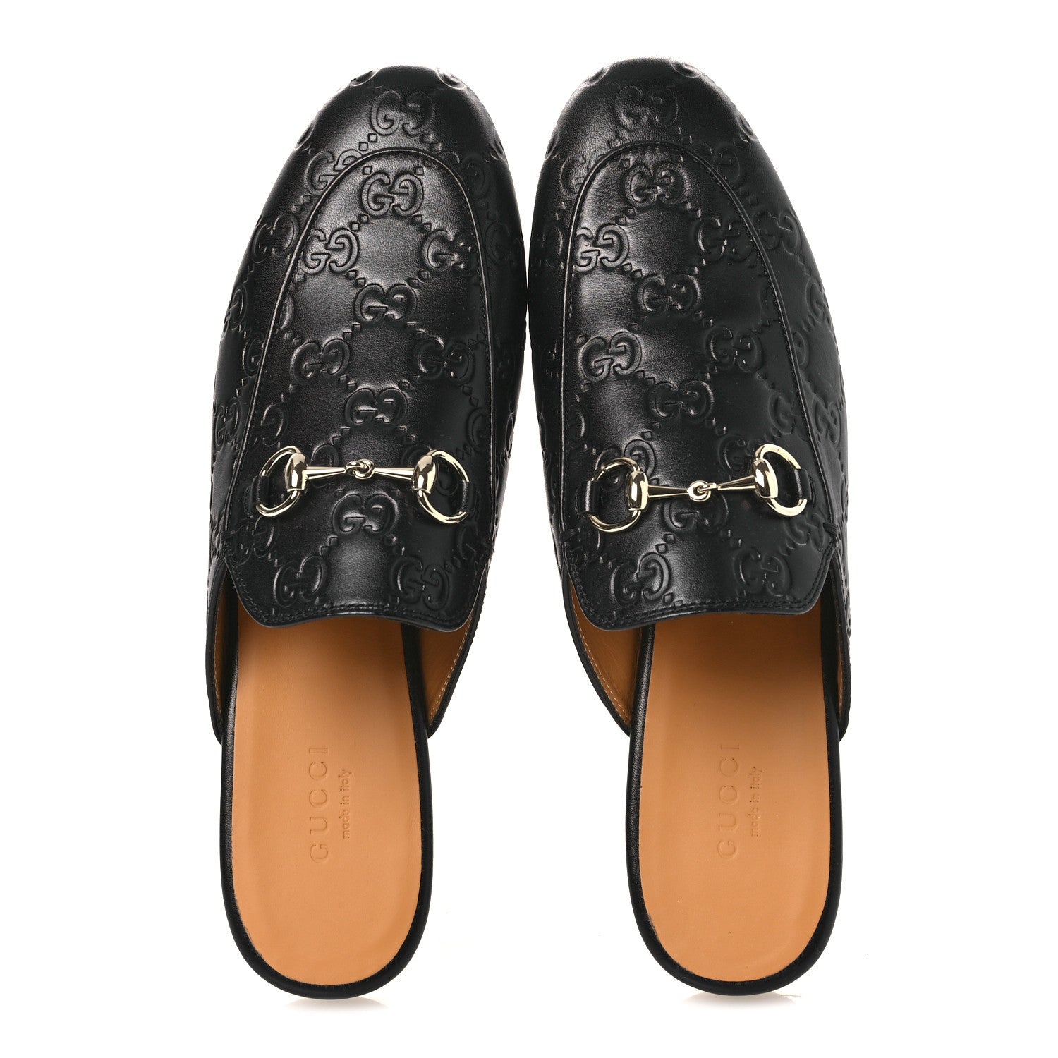 Gucci Glamour Calfskin Guccissima Womens Princetown Slippers 37 Black