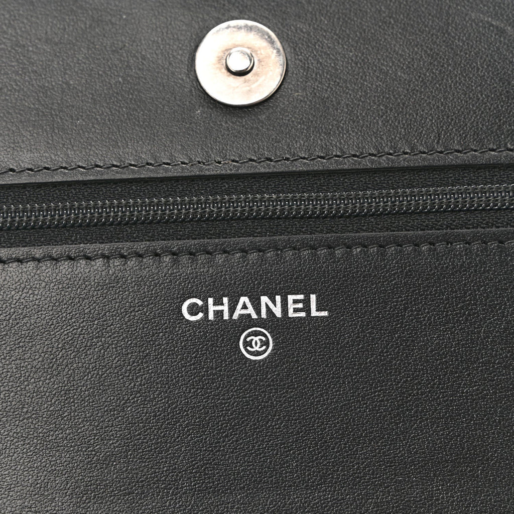 Chanel Caviar Quilted Boy Wallet On Chain WOC Black
