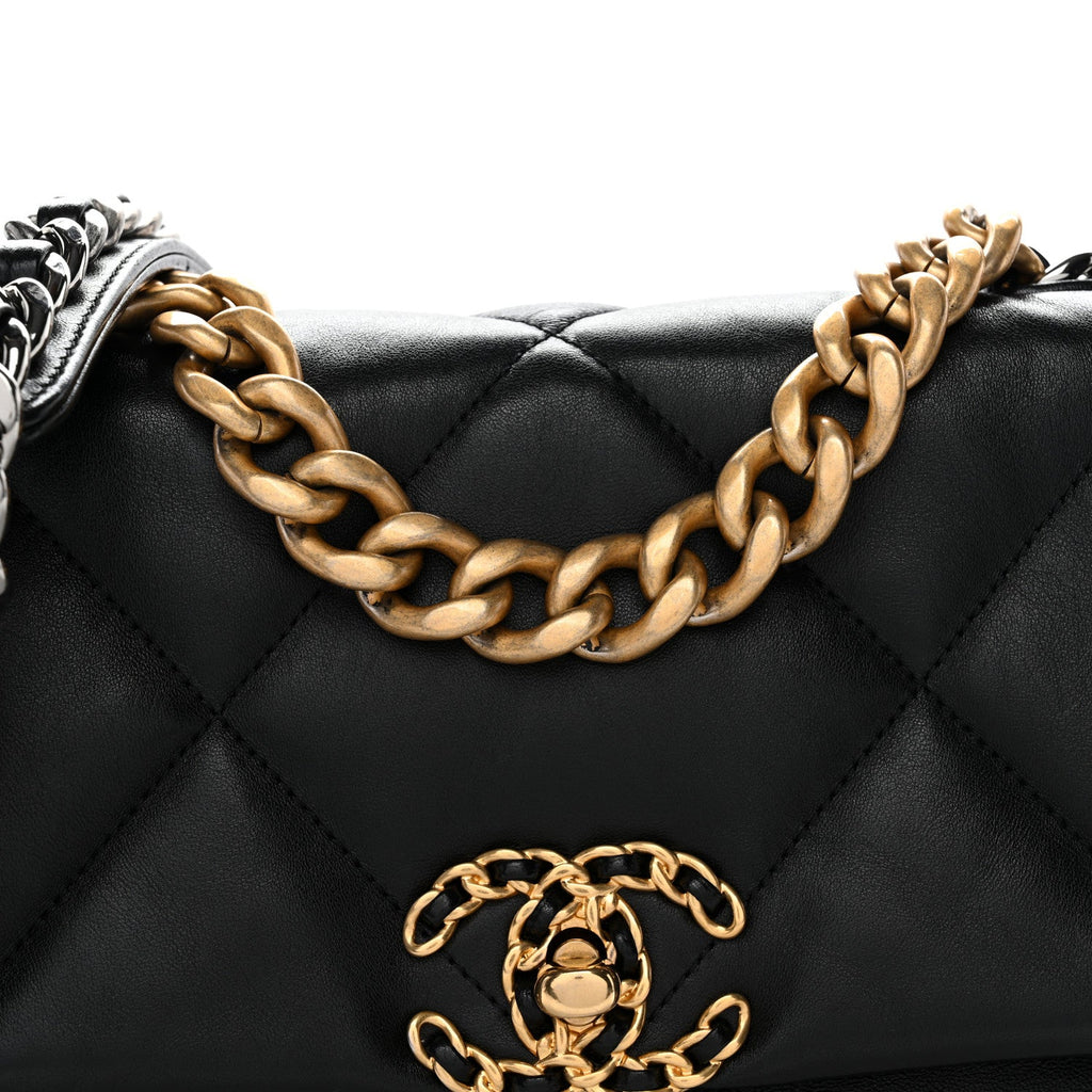 Chanel Lambskin Quilted Medium Chanel 19 Flap Black