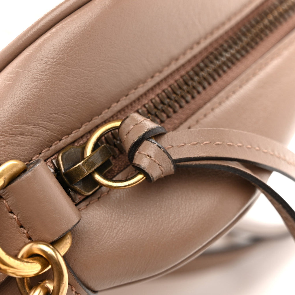 Gucci Calfskin Matelasse Small GG Marmont Chain Shoulder Bag Porcelain Rose