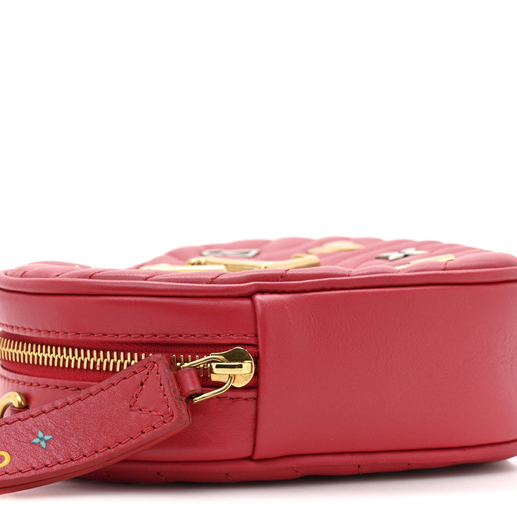 Louis Vuitton Calfskin Embellished New Wave Love Lock Heart Bag Ecarlate