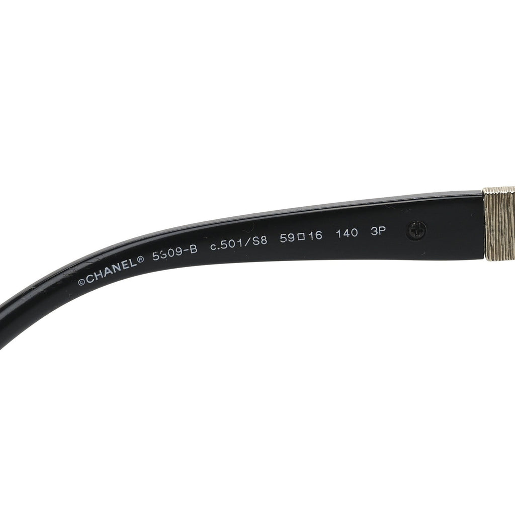 Crystal Baguette Polarized Cat Eye Sunglasses 5309-B Black