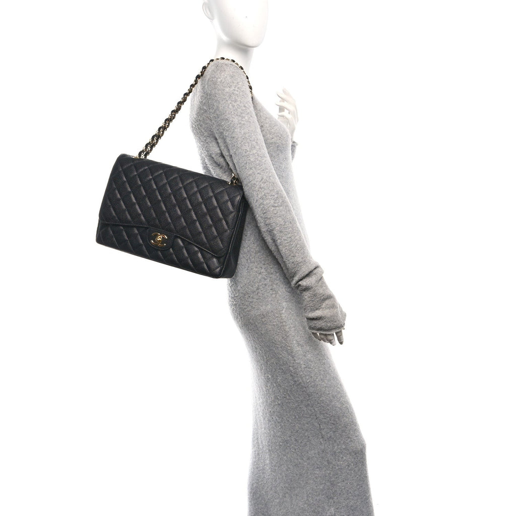 Chanel Caviar Quilted Maxi Double Flap Black