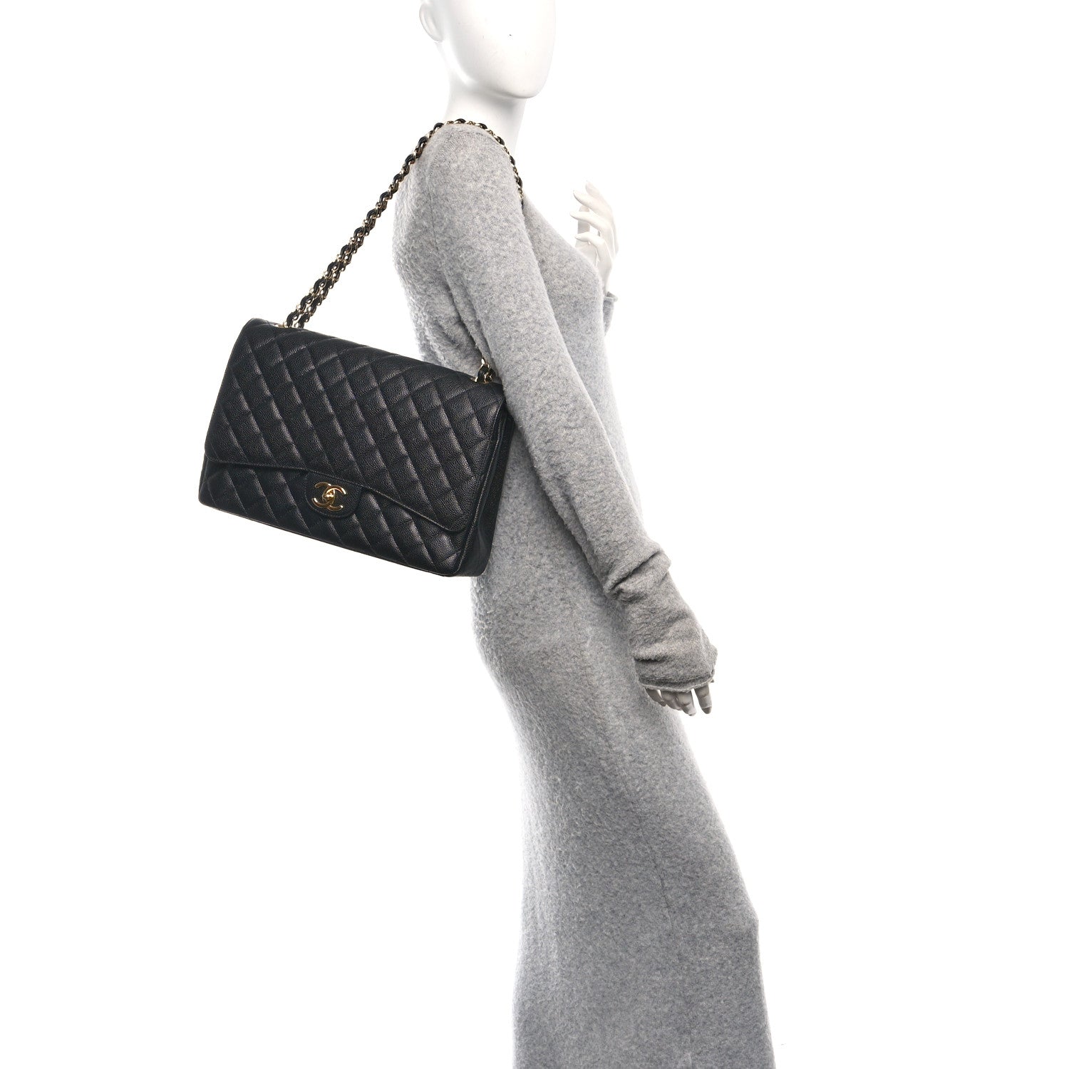 Chanel Caviar Quilted Maxi Double Flap Black