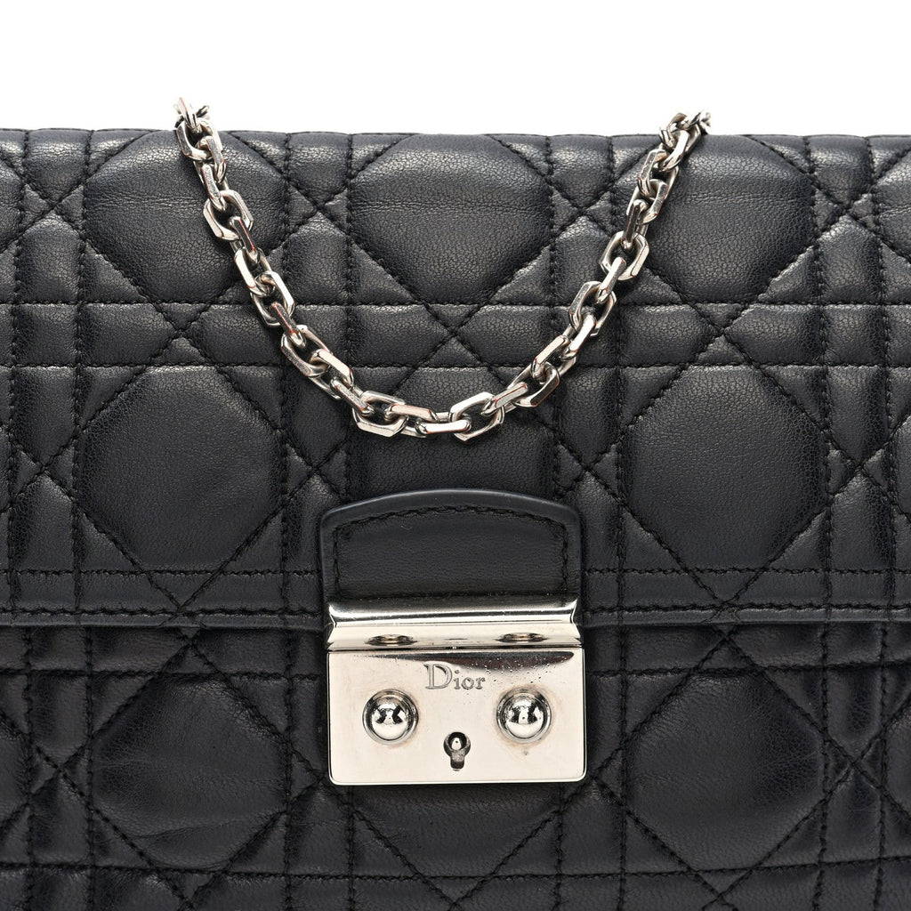 Christian Dior Lambskin Cannage Miss Dior Promenade Pouch Black