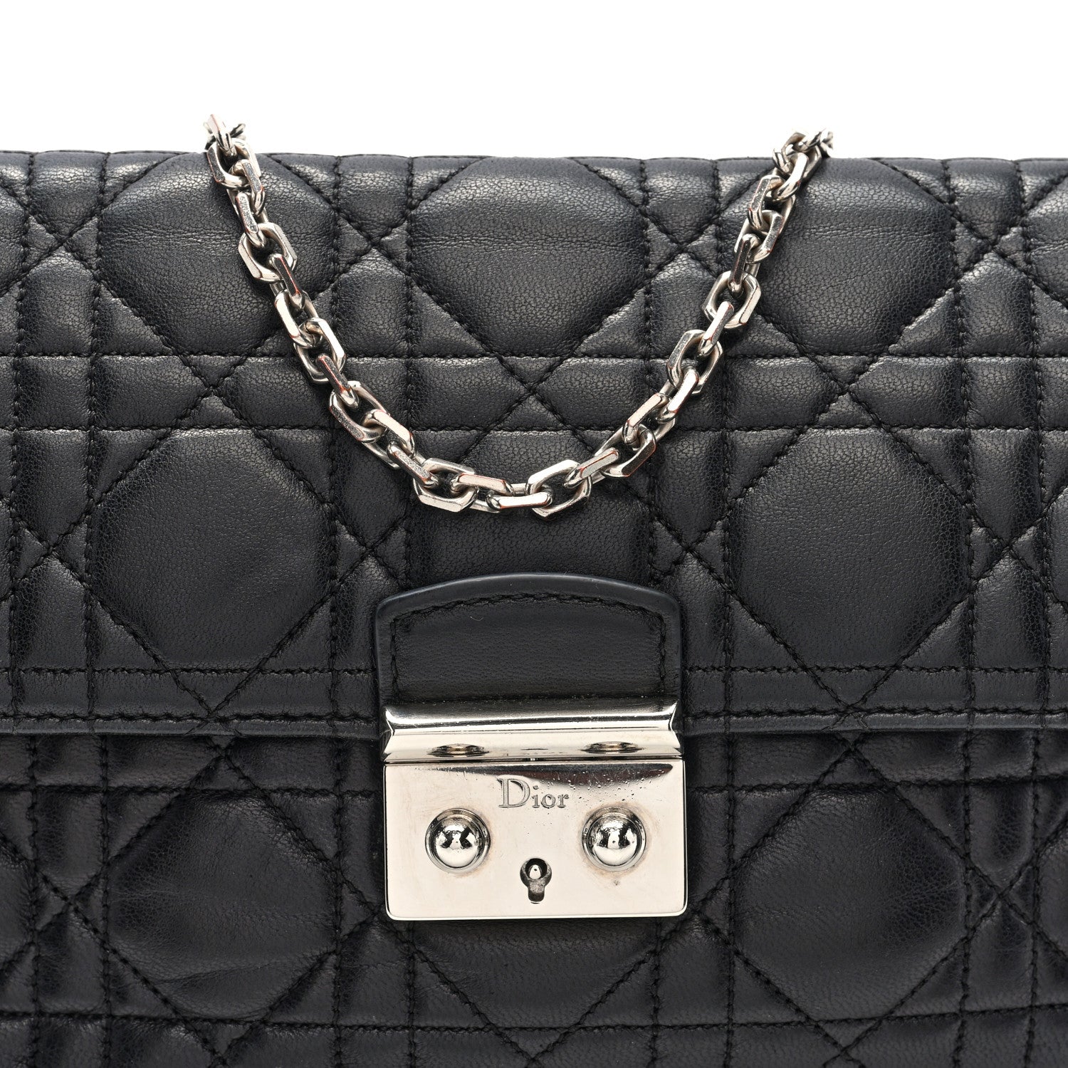 Christian Dior Lambskin Cannage Miss Dior Promenade Pouch Black