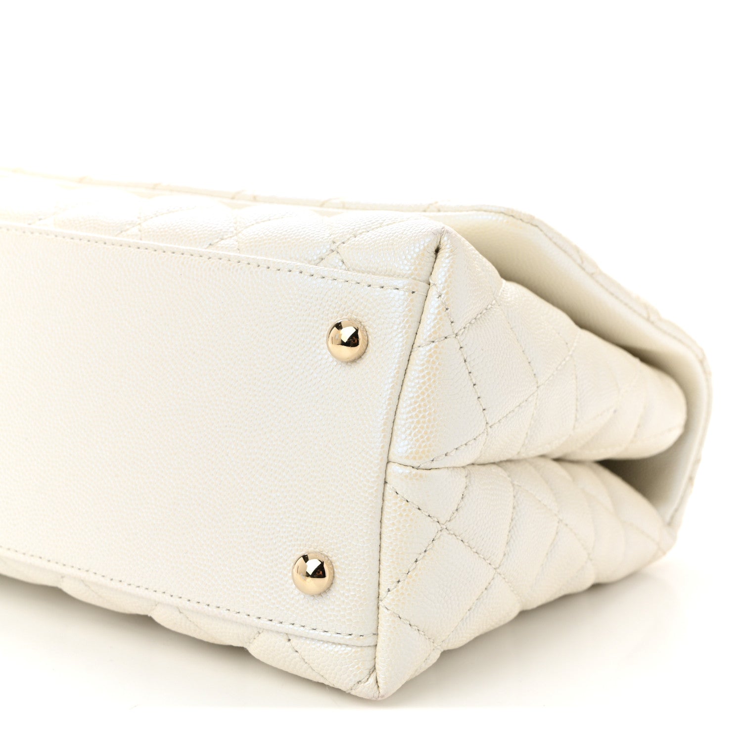 Chanel Iridescent Caviar Quilted Small Coco Handle Flap White
