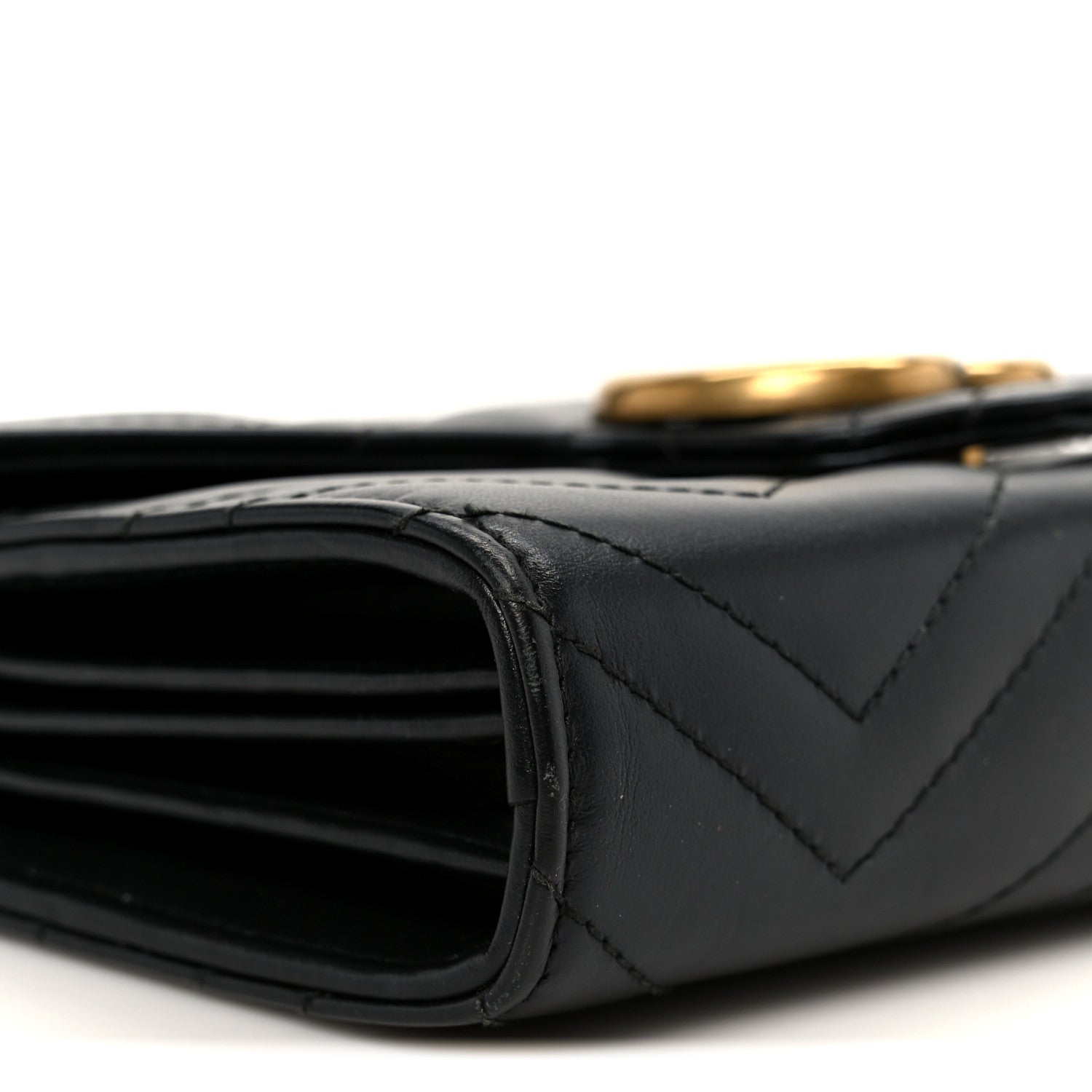 Gucci Calfskin Matelasse GG Marmont Chain Wallet Black