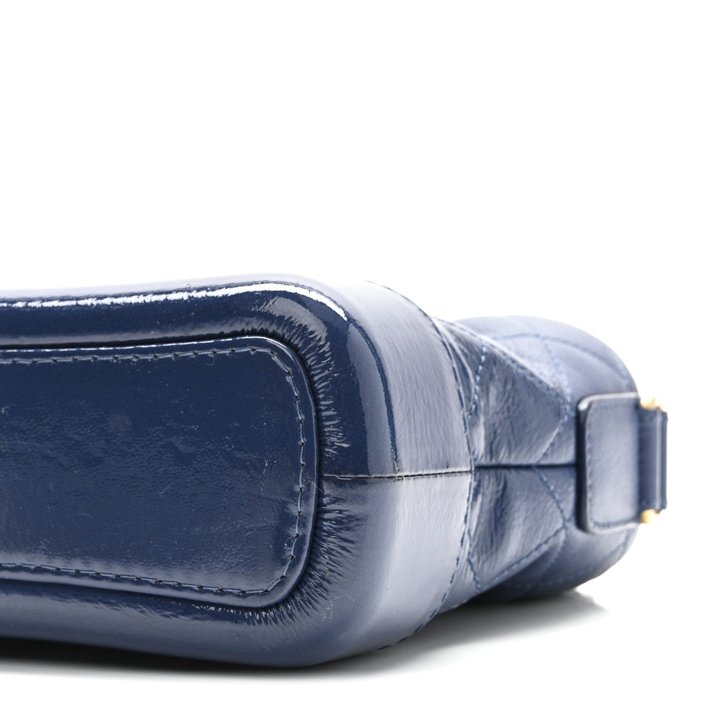 Chanel Patent Goatskin Quilted Small Gabrielle Hobo Blue