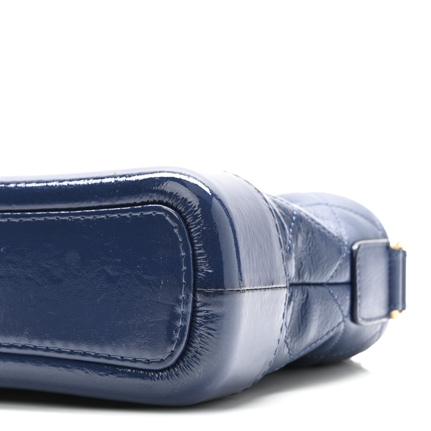 Chanel Patent Goatskin Quilted Small Gabrielle Hobo Blue