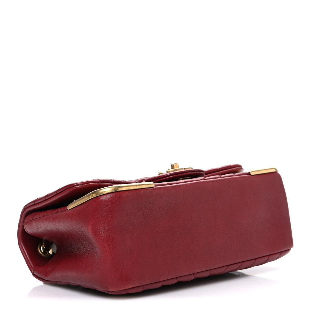Chanel Calfskin Chevron Quilted Mini Rock The Corner Flap Red