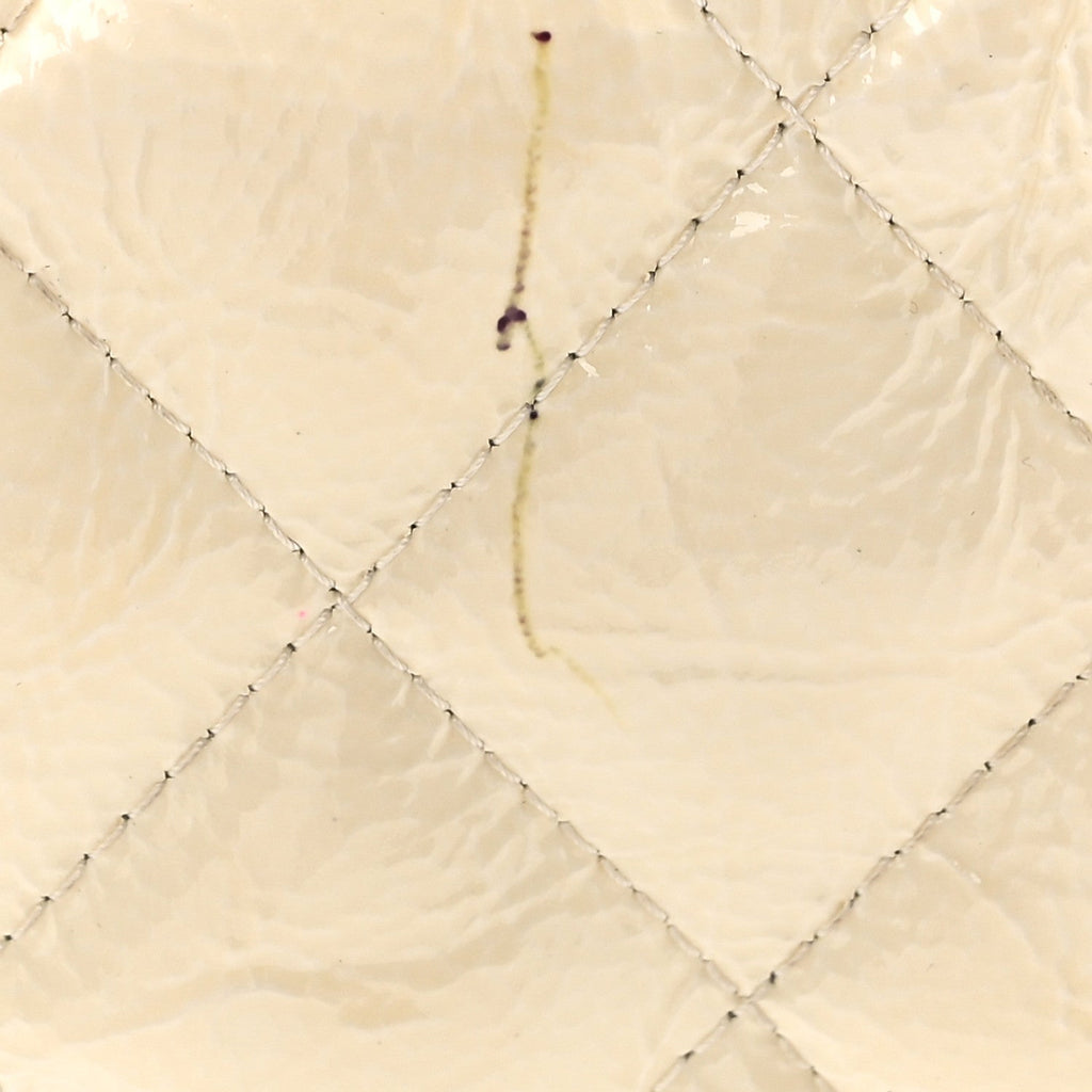 Chanel Distressed Patent Jumbo Single Flap White