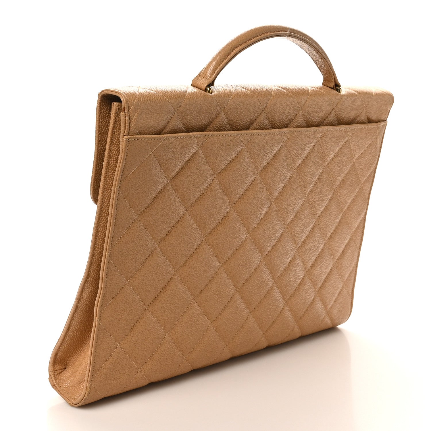Chanel Caviar Quilted Briefcase Laptop Bag Beige