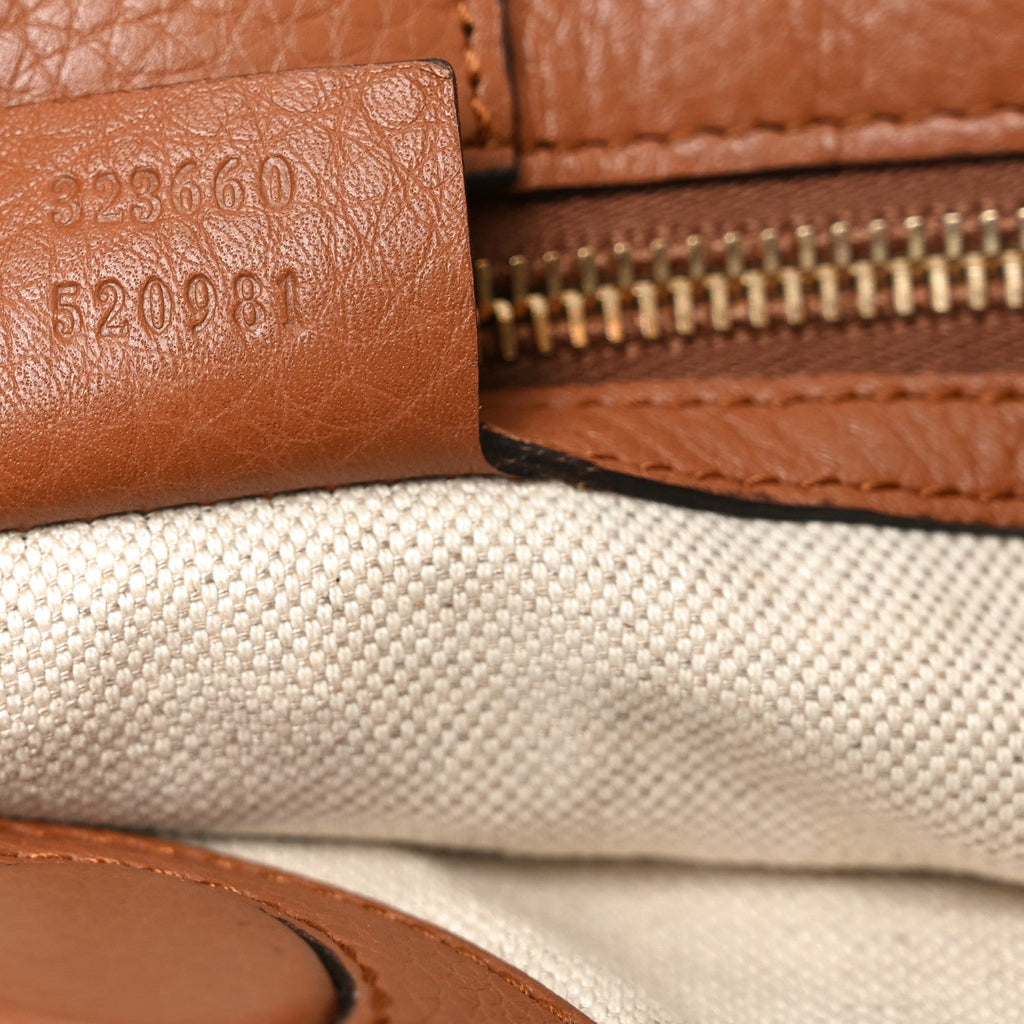 Gucci Pebbled Calfskin Medium Bamboo Shopper Tote Acero