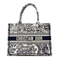 Christian Dior Canvas Embroidered Medium Dioriviera Toile De Jouy Book Tote Blue