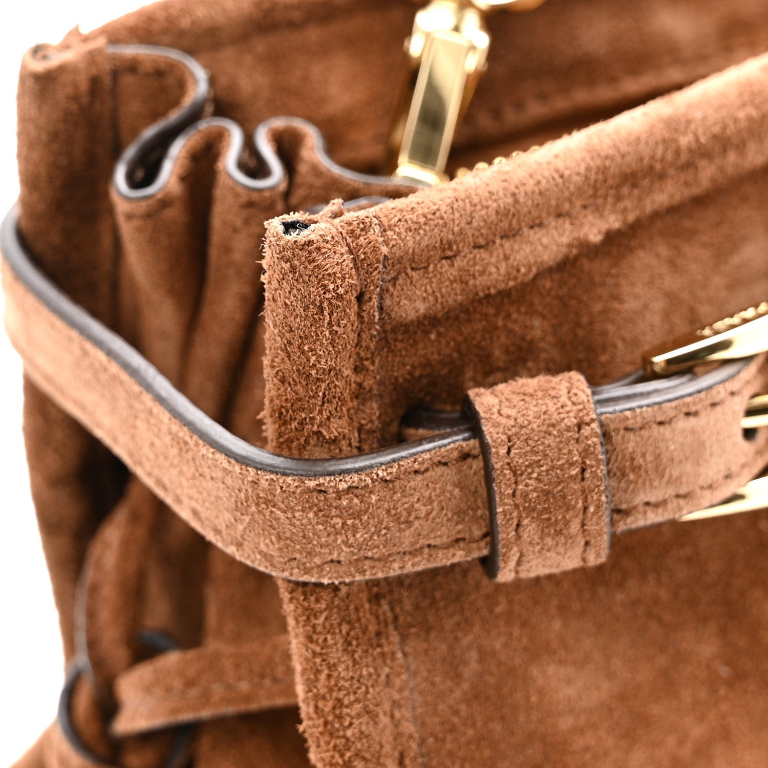 Prada Suede Triangle Medium Bonnie Shoulder Bag Cacao