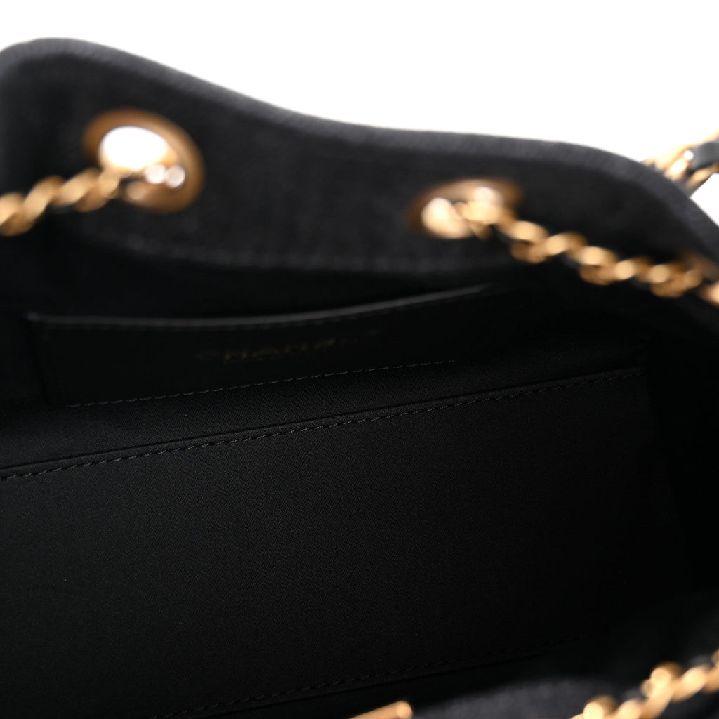 Chanel Washed Denim Quilted Mini Chanel 25 Handbag Black