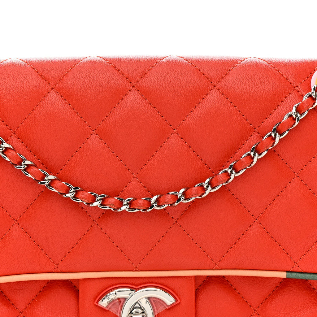 Chanel Lambskin Plexiglass Quilted Medium Cuba Color Flap Red Multicolor