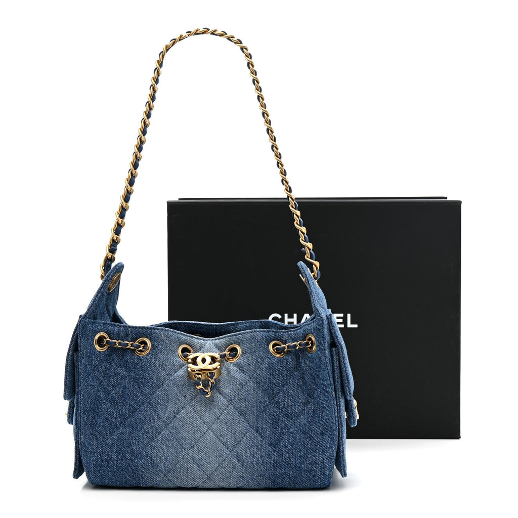 Chanel Washed Denim Quilted Mini Chanel 25 Handbag Blue