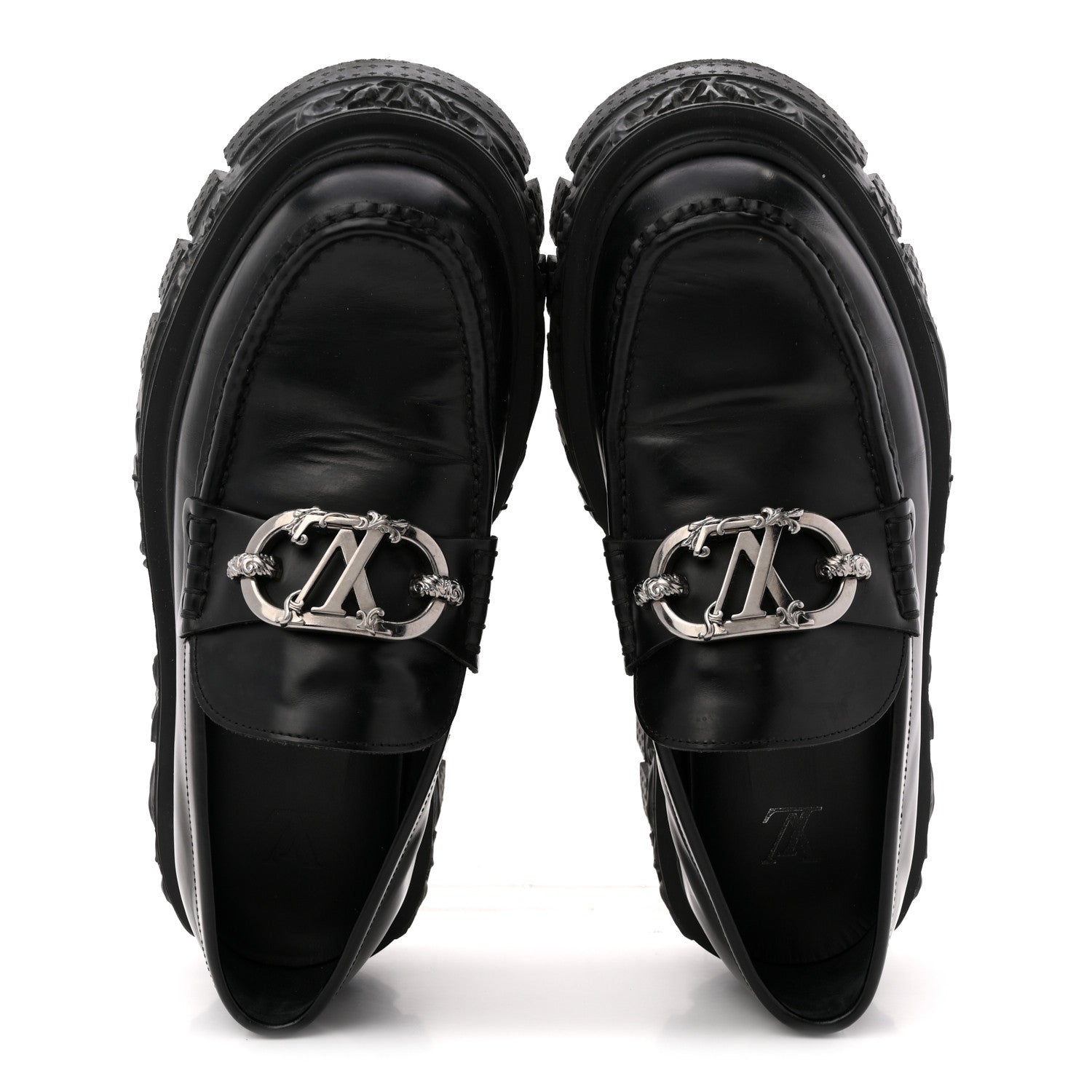 Louis Vuitton Calfskin Baroque Mens LV Loafers 8 Black