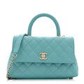 Chanel Caviar Quilted Mini Coco Handle Flap Turquoise