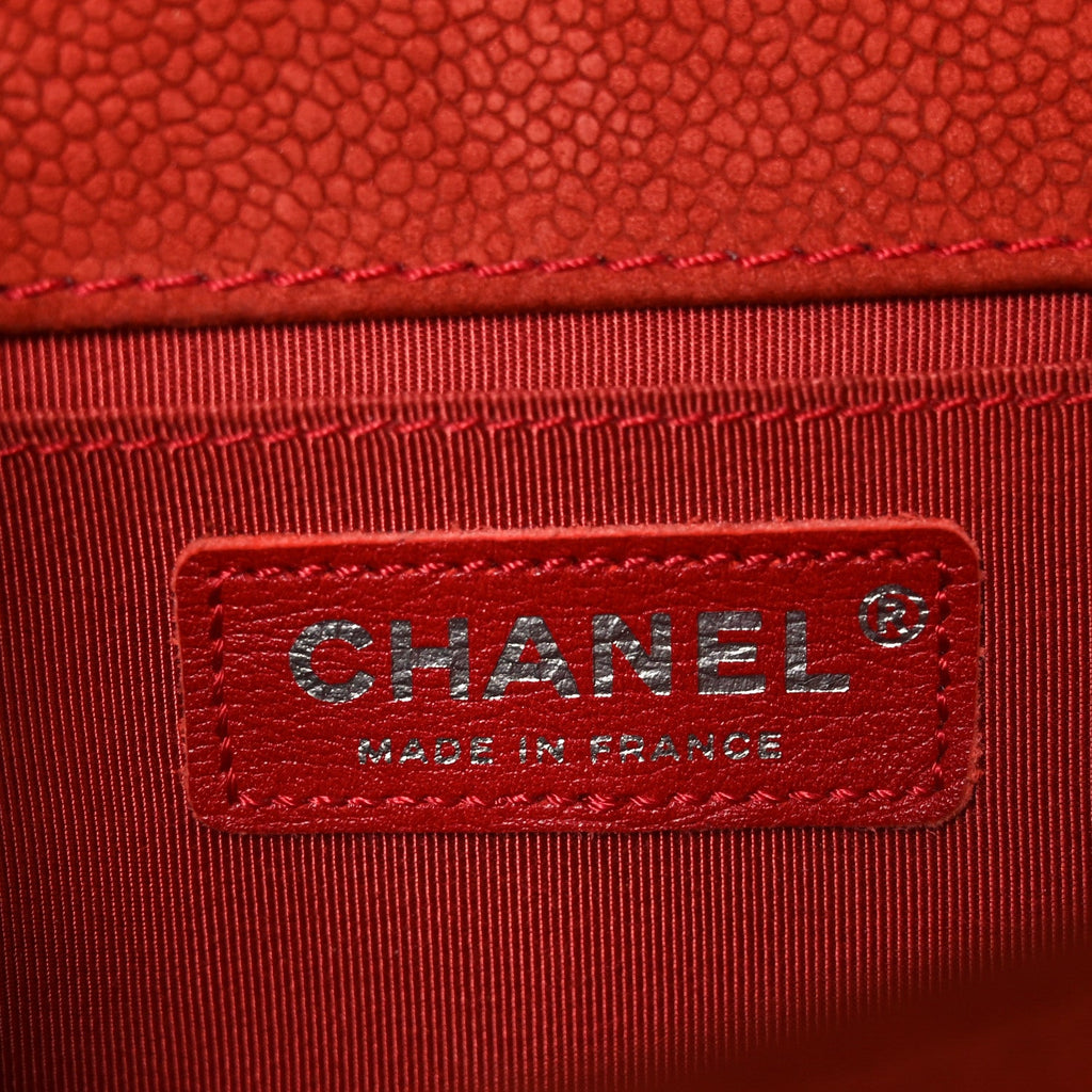 Chanel Suede Caviar Quilted Medium Boy Flap Red