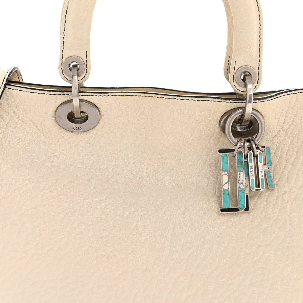 Christian Dior Canyon Grained Lambskin Large Lady Dior Off White