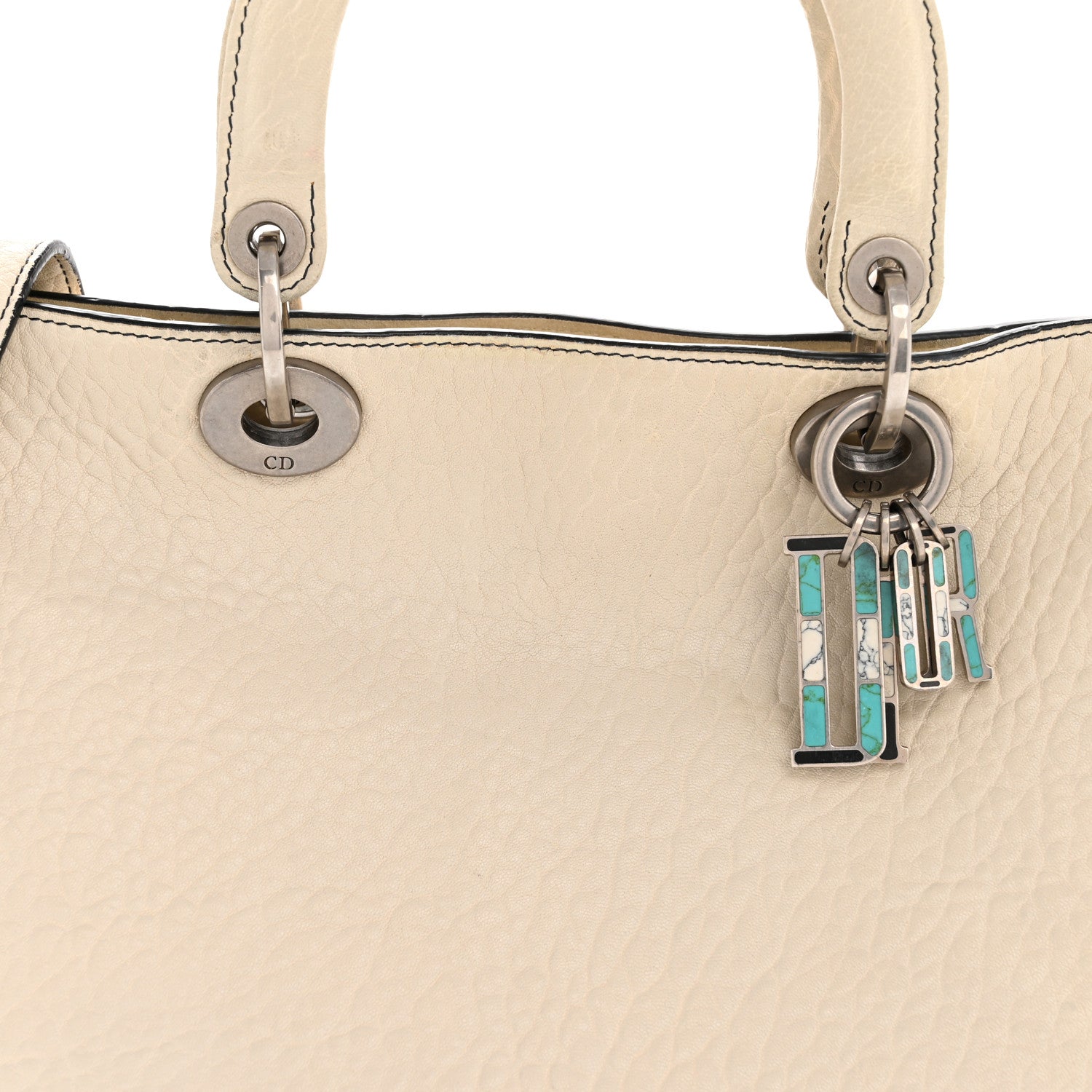 Christian Dior Canyon Grained Lambskin Large Lady Dior Off White