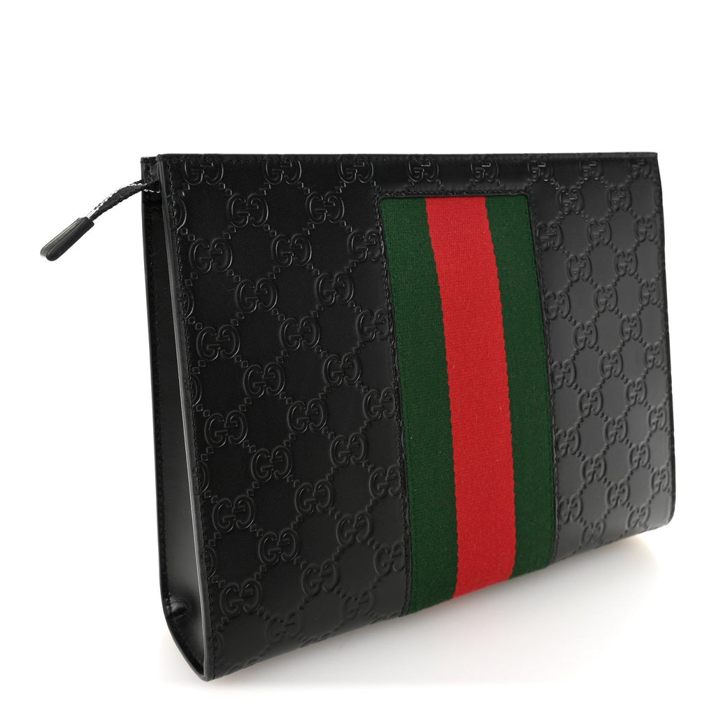 Gucci Guccissima Signature Web New Web Cosmetic Case Black