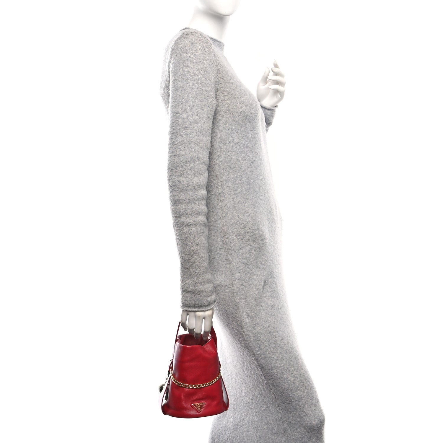 Prada Nappa Petit Sac Mini Bucket Bag Ciliegia