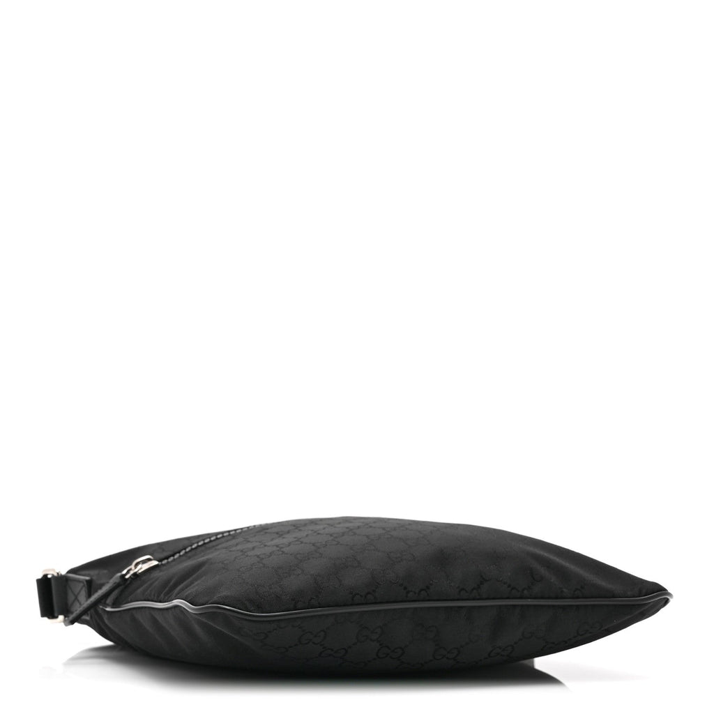 Gucci Nylon Monogram Small Flat Messenger Bag Black
