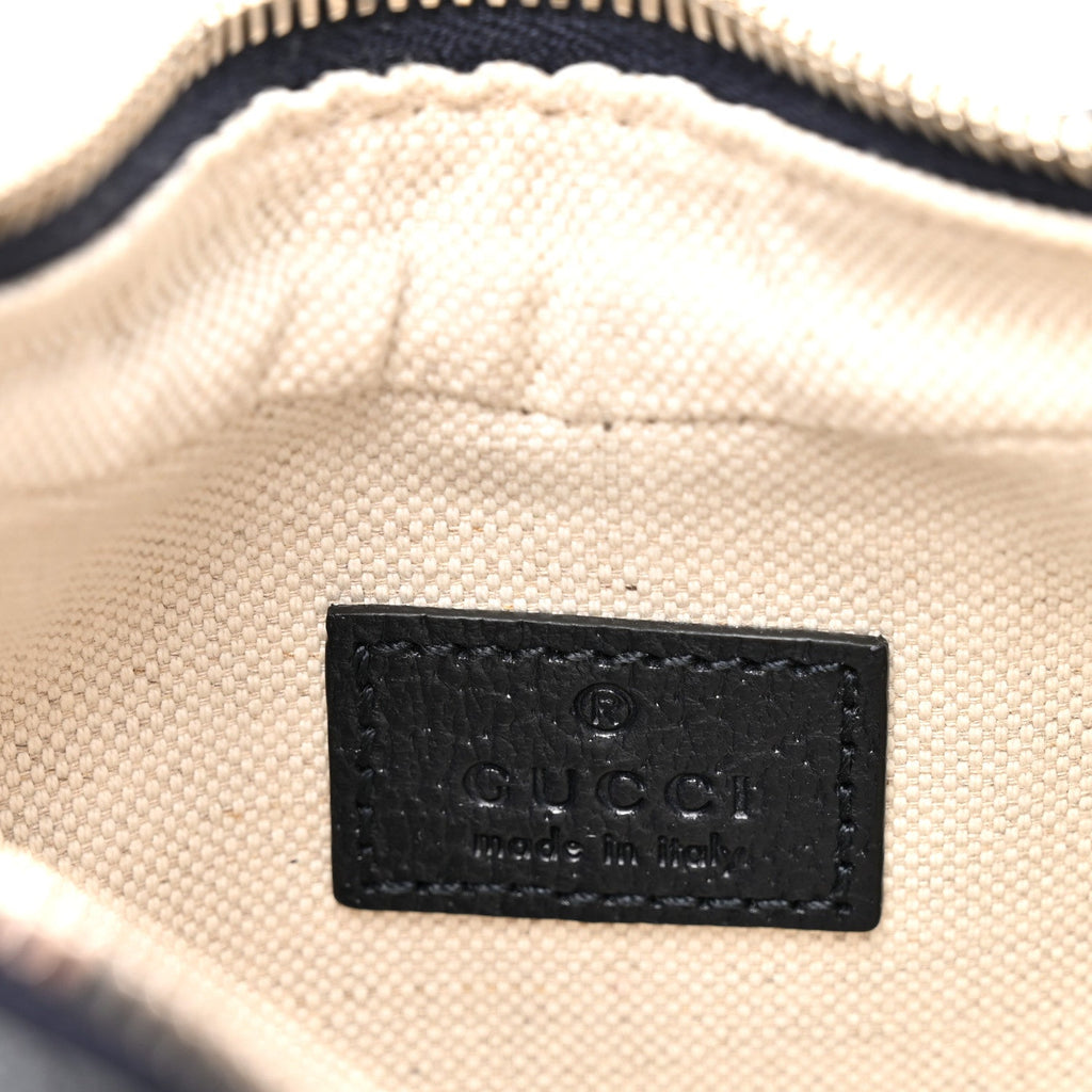 Gucci GG Supreme Monogram Textured Calfskin Web Small Attache Shoulder Bag Beige Blue