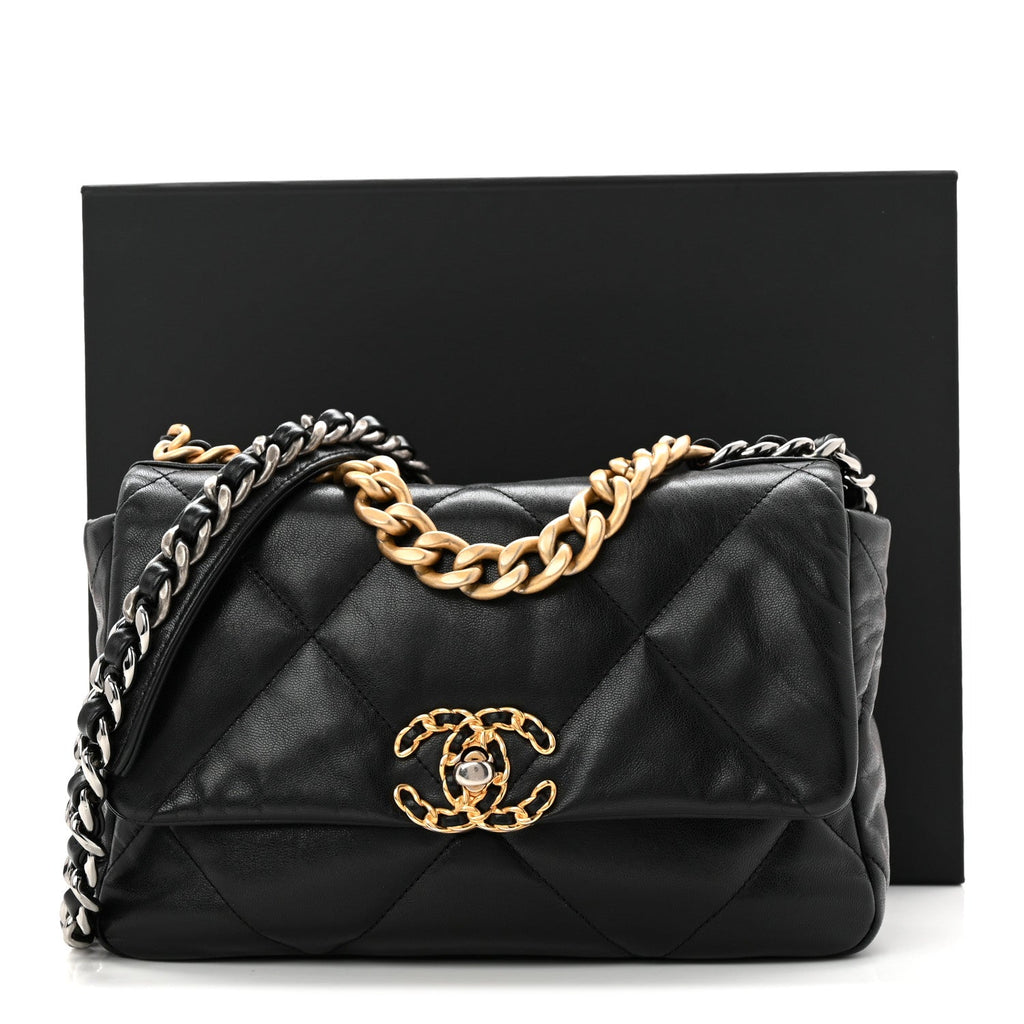 Chanel Goatskin Quilted Medium Chanel 19 Flap Black