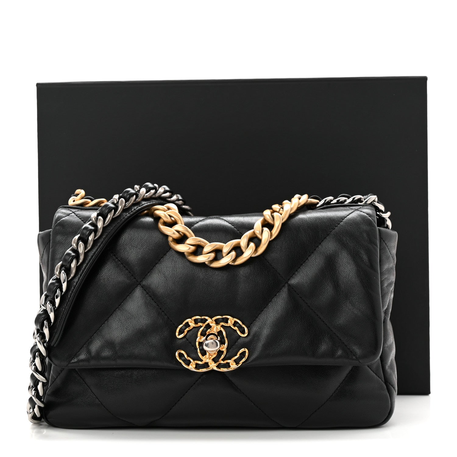 Chanel Goatskin Quilted Medium Chanel 19 Flap Black