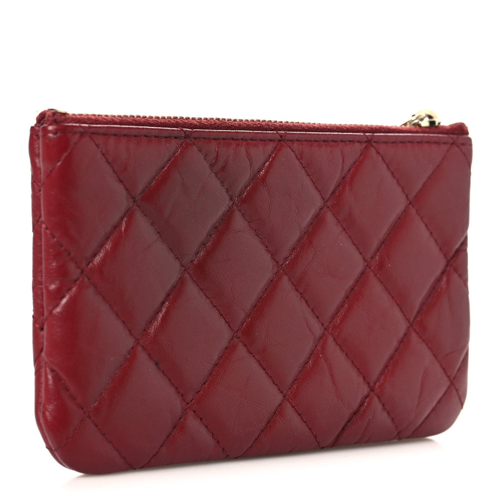 Aged Calfskin Quilted Small Reissue Cosmetic Case Red