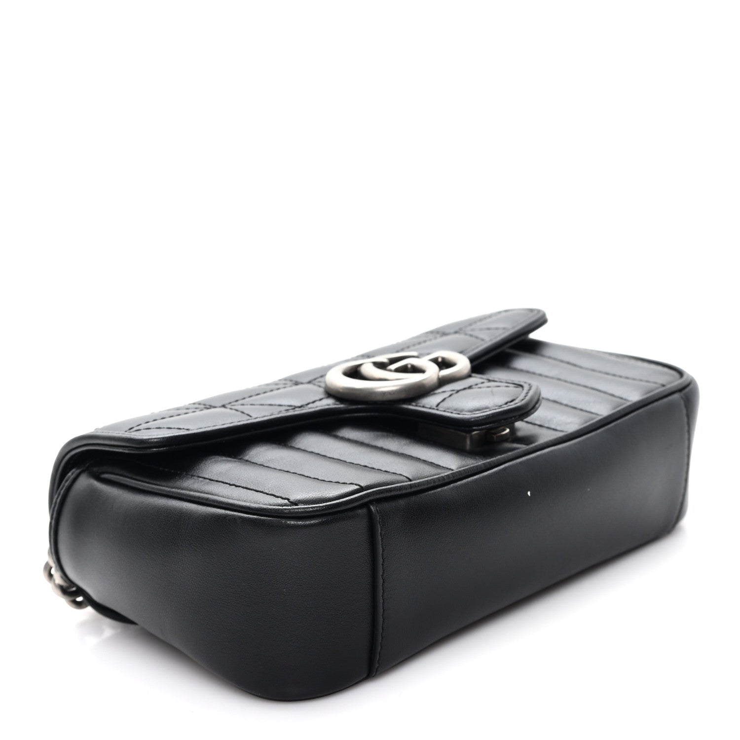 Gucci Calfskin Matelasse Aria Mini GG Marmont Shoulder Bag Black