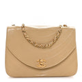Chanel Lambskin Ribbon Stitched Flap Beige